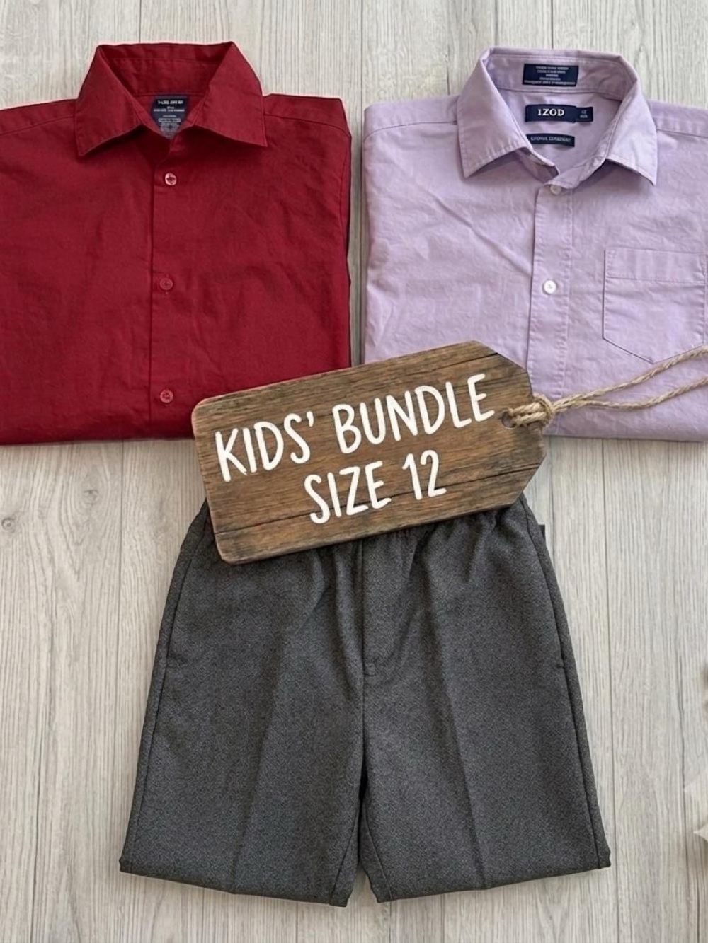 Izod Kids' Button-Down Set - Red, Lavender & Gray